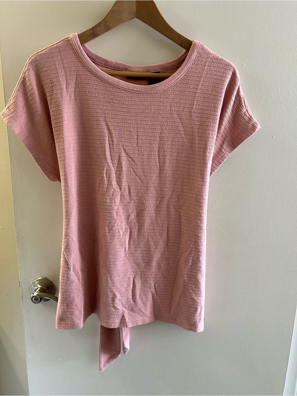 Tahari Dusty Pink Short-Sleeve Textured Knit Tee